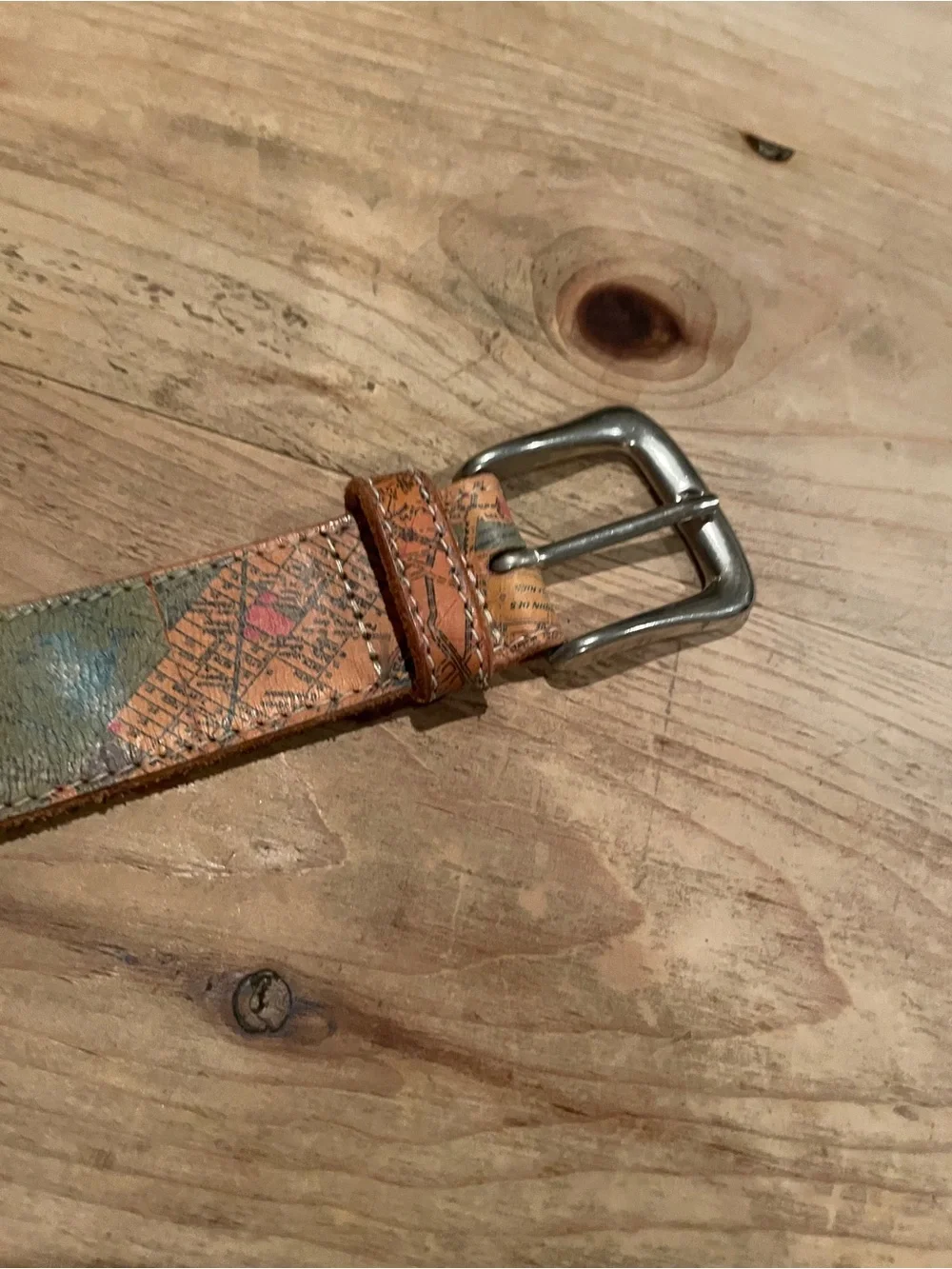 The Limited VTG Milano Map Stamp graphic leather Unique Travel belt M